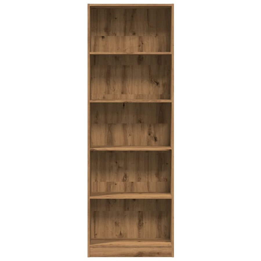 Boekenkast 60x24x176 cm bewerkt hout artisanaal eikenkleurig