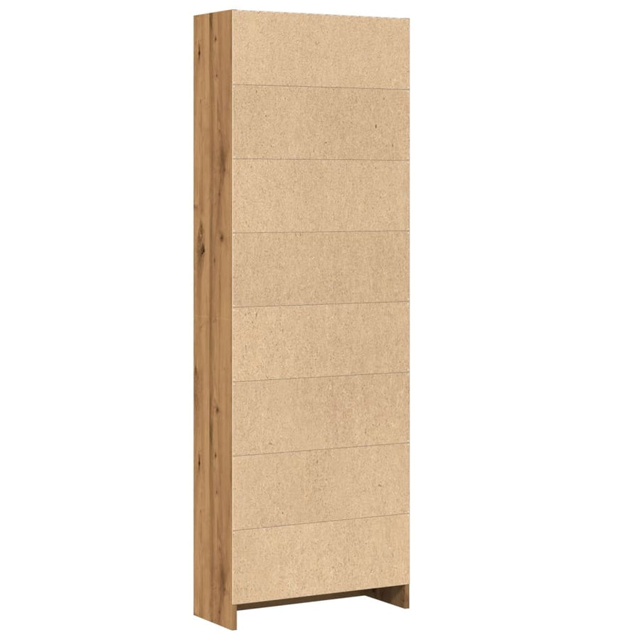 Boekenkast 60x24x176 cm bewerkt hout artisanaal eikenkleurig