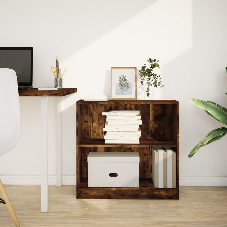 Boekenkast 80x24x76 cm bewerkt hout gerookt eikenkleurig