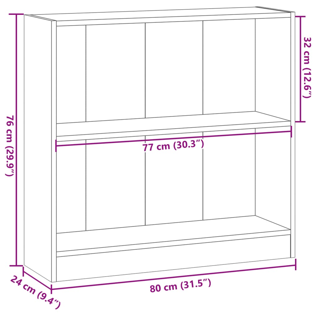 Boekenkast 80x24x76 cm bewerkt hout gerookt eikenkleurig
