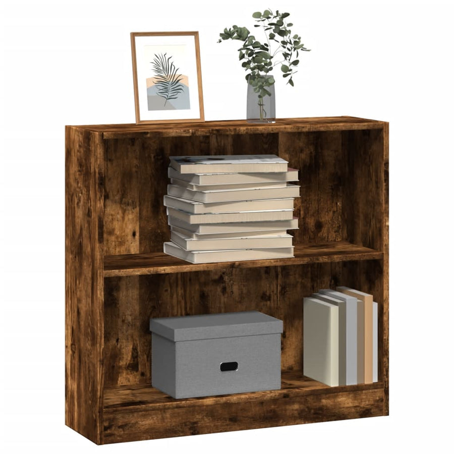 Boekenkast 80x24x76 cm bewerkt hout gerookt eikenkleurig
