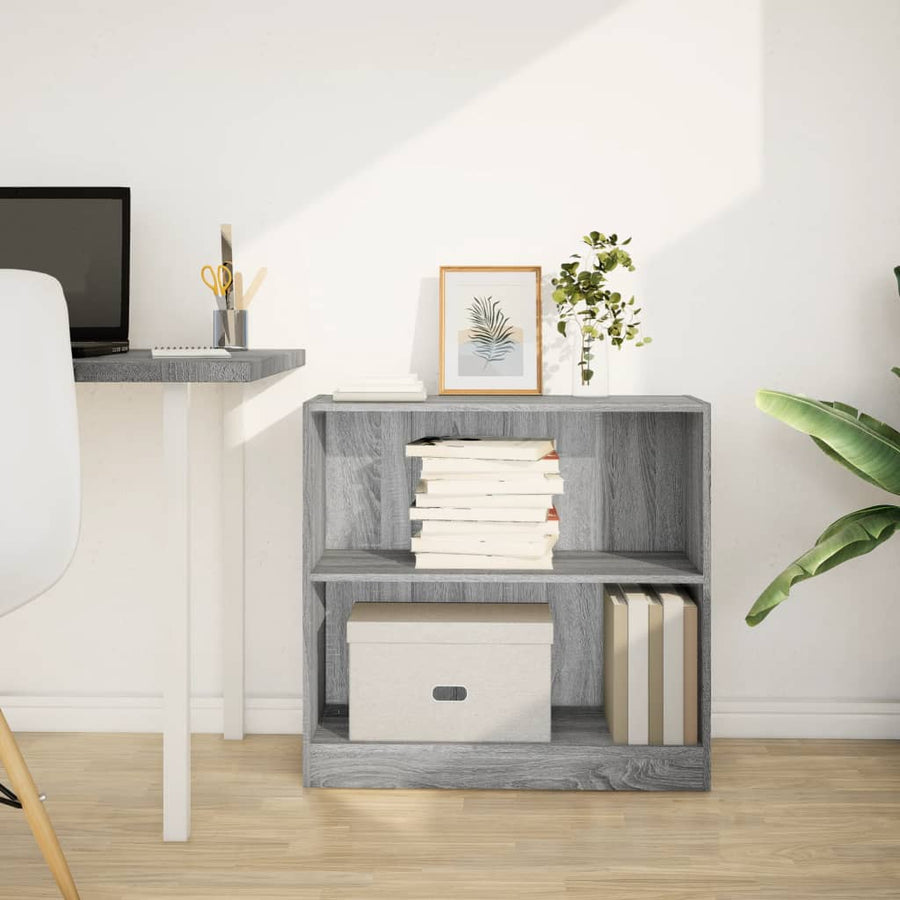 Boekenkast 80x24x76 cm bewerkt hout grijs sonoma eikenkleurig