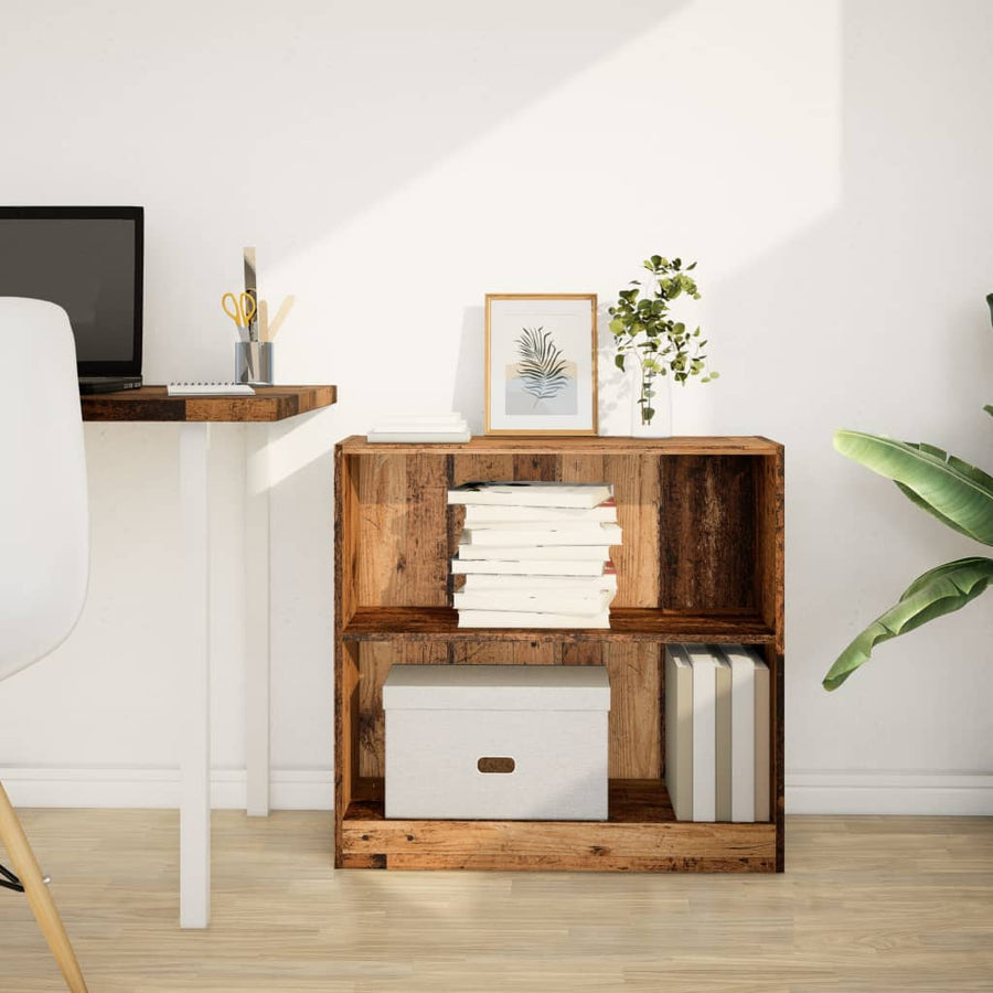 Boekenkast 80x24x76 cm bewerkt hout oud houtkleurig