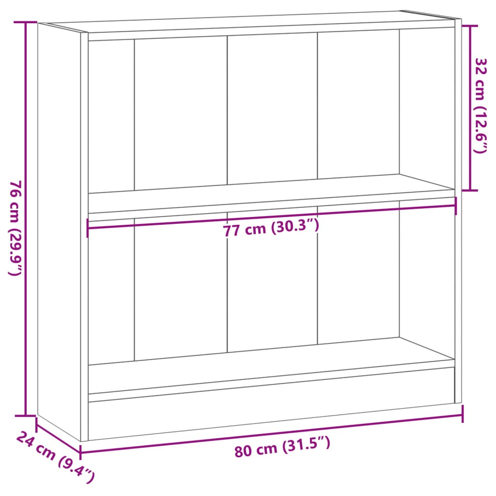 Boekenkast 80x24x76 cm bewerkt hout oud houtkleurig