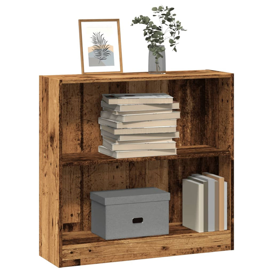 Boekenkast 80x24x76 cm bewerkt hout oud houtkleurig