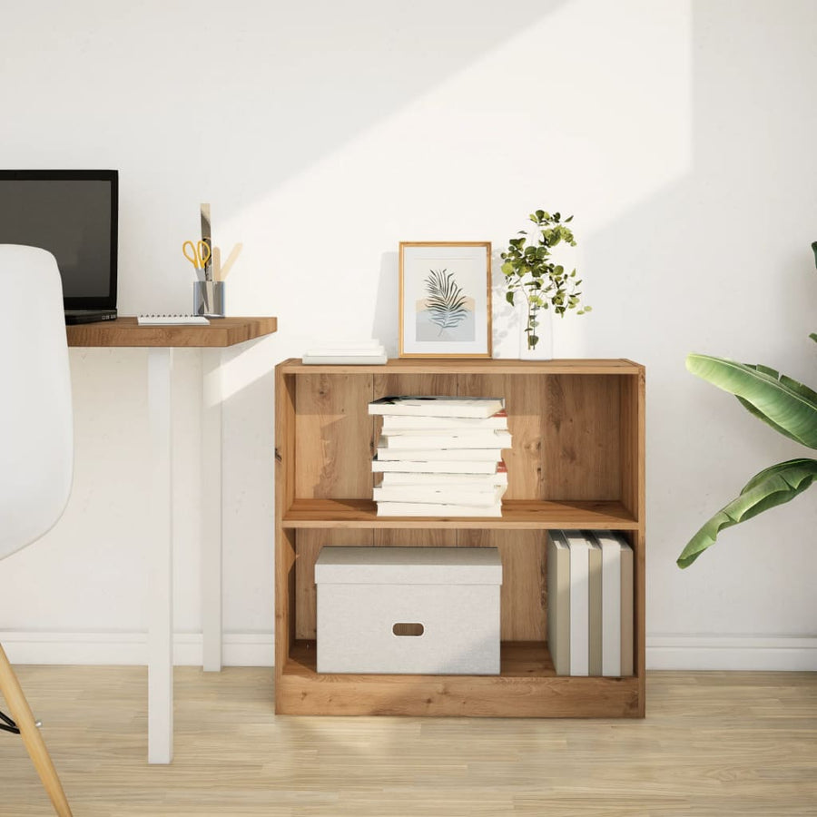 Boekenkast 80X24X Bewerkt Hout Artisanaal Kleurig Eiken 80 cm 76 cm