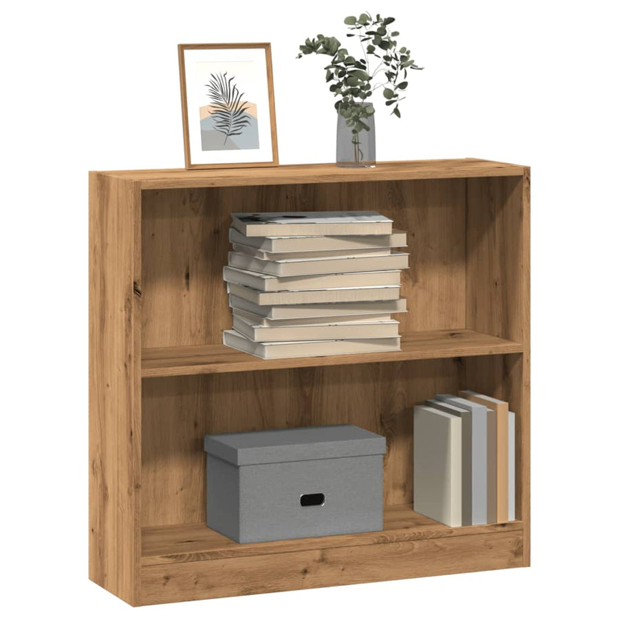 Boekenkast 80X24X Bewerkt Hout Artisanaal Kleurig Eiken 80 cm 76 cm