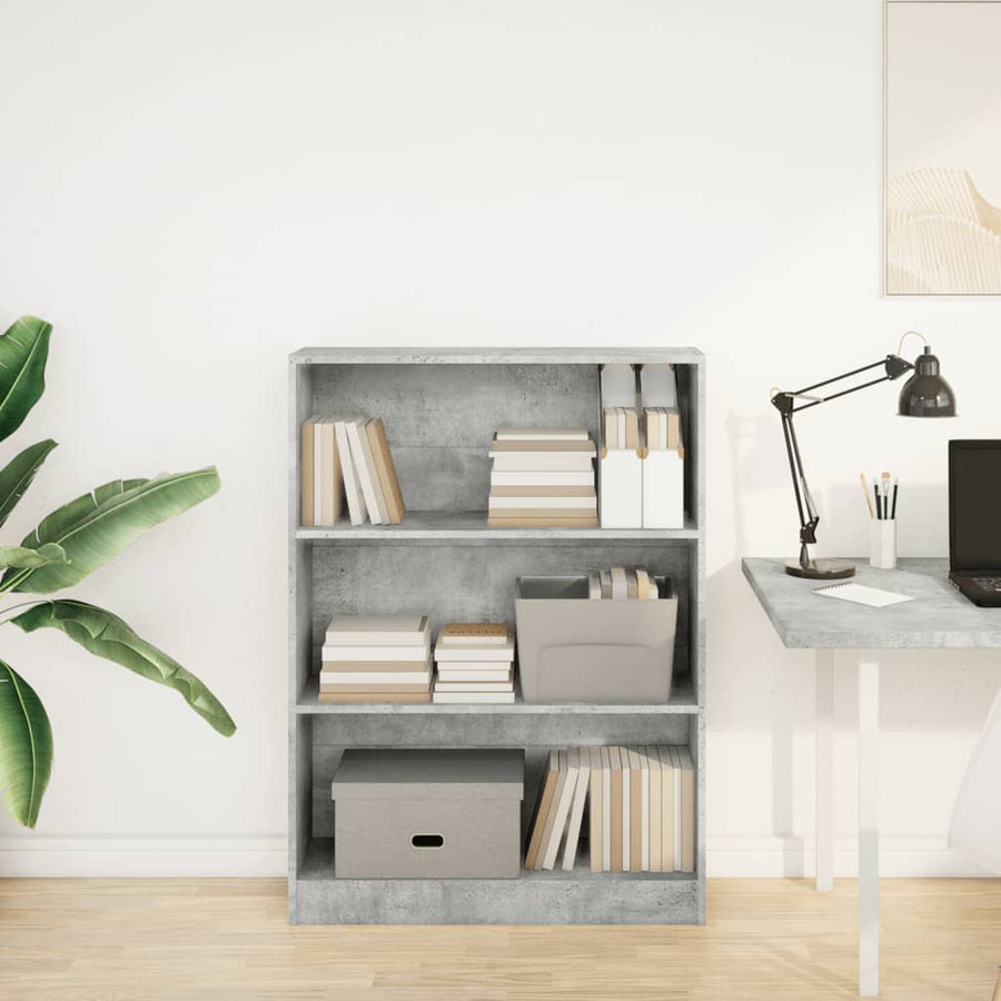 Boekenkast 80x24x109 cm bewerkt hout betongrijs