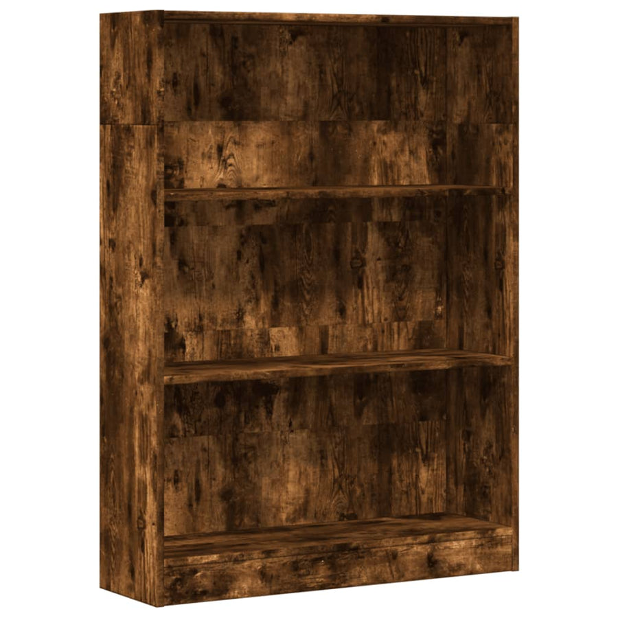 Boekenkast 80x24x109 cm bewerkt hout gerookt eikenkleurig