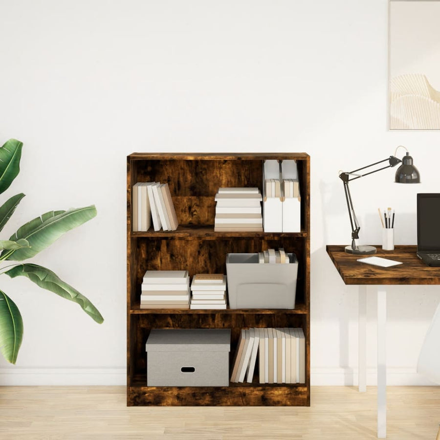 Boekenkast 80x24x109 cm bewerkt hout gerookt eikenkleurig
