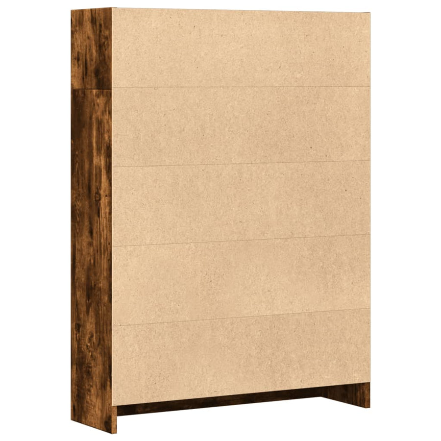 Boekenkast 80x24x109 cm bewerkt hout gerookt eikenkleurig