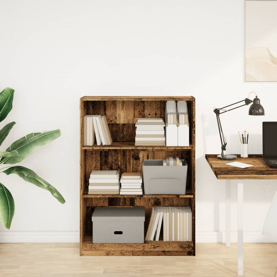 Boekenkast 80x24x109 cm bewerkt hout oud houtkleurig