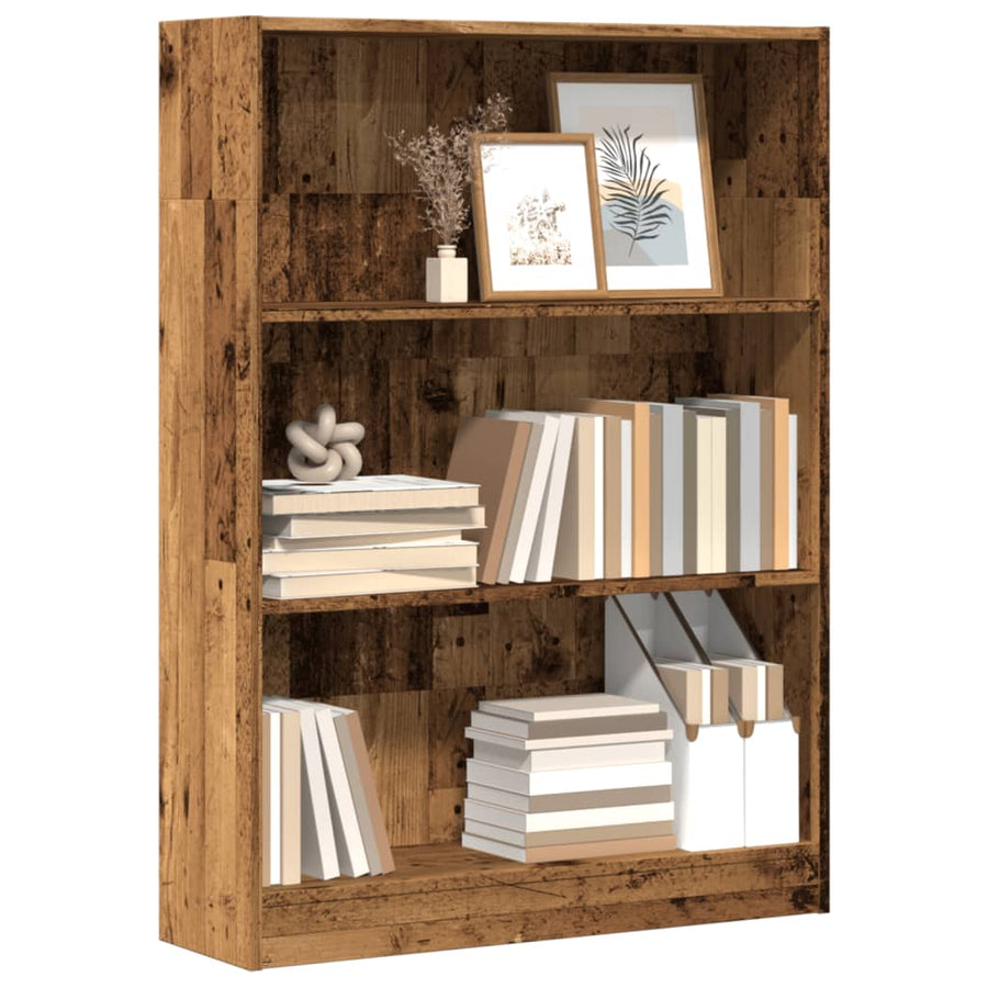 Boekenkast 80x24x109 cm bewerkt hout oud houtkleurig