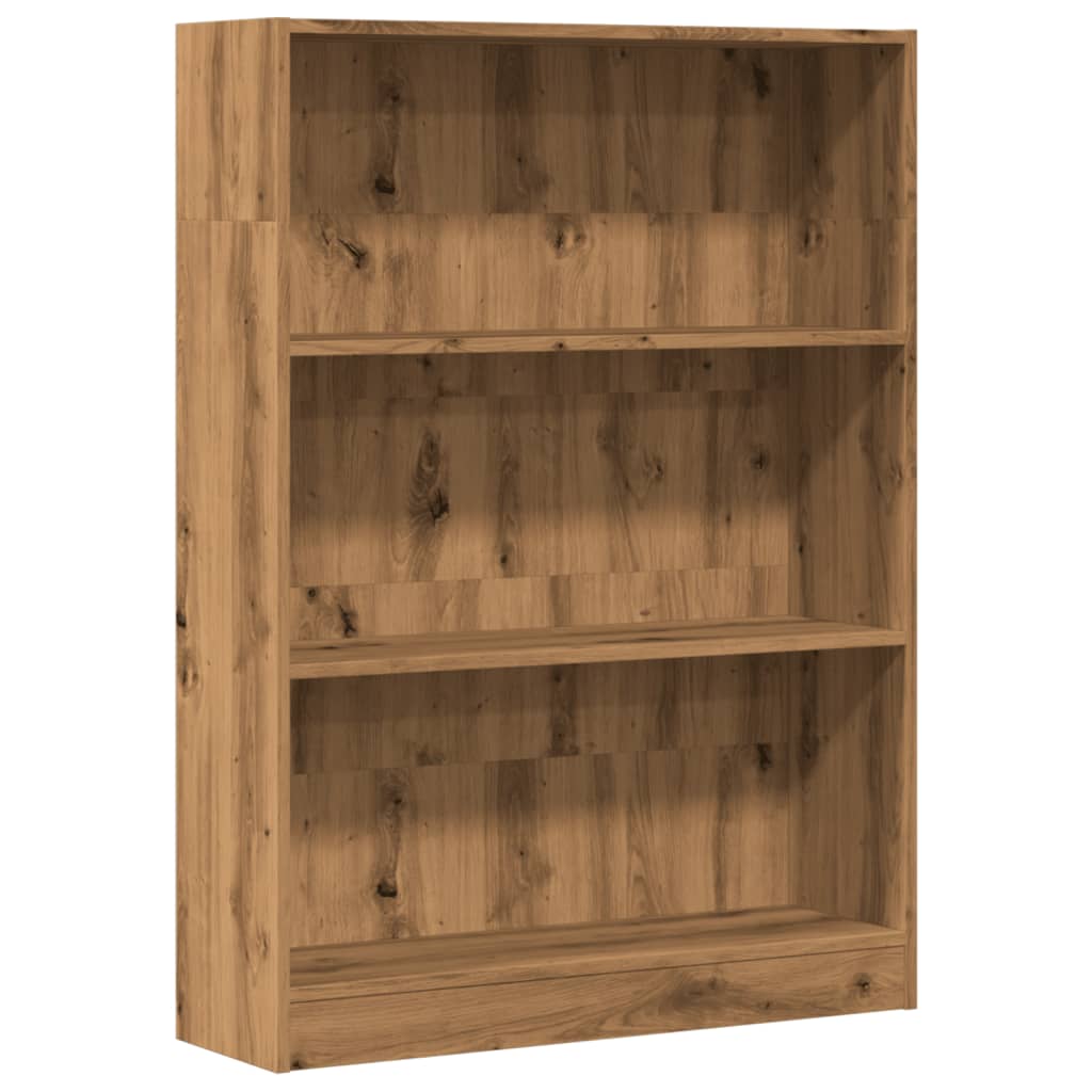 Boekenkast 80x24x109 cm bewerkt hout artisanaal eikenkleurig