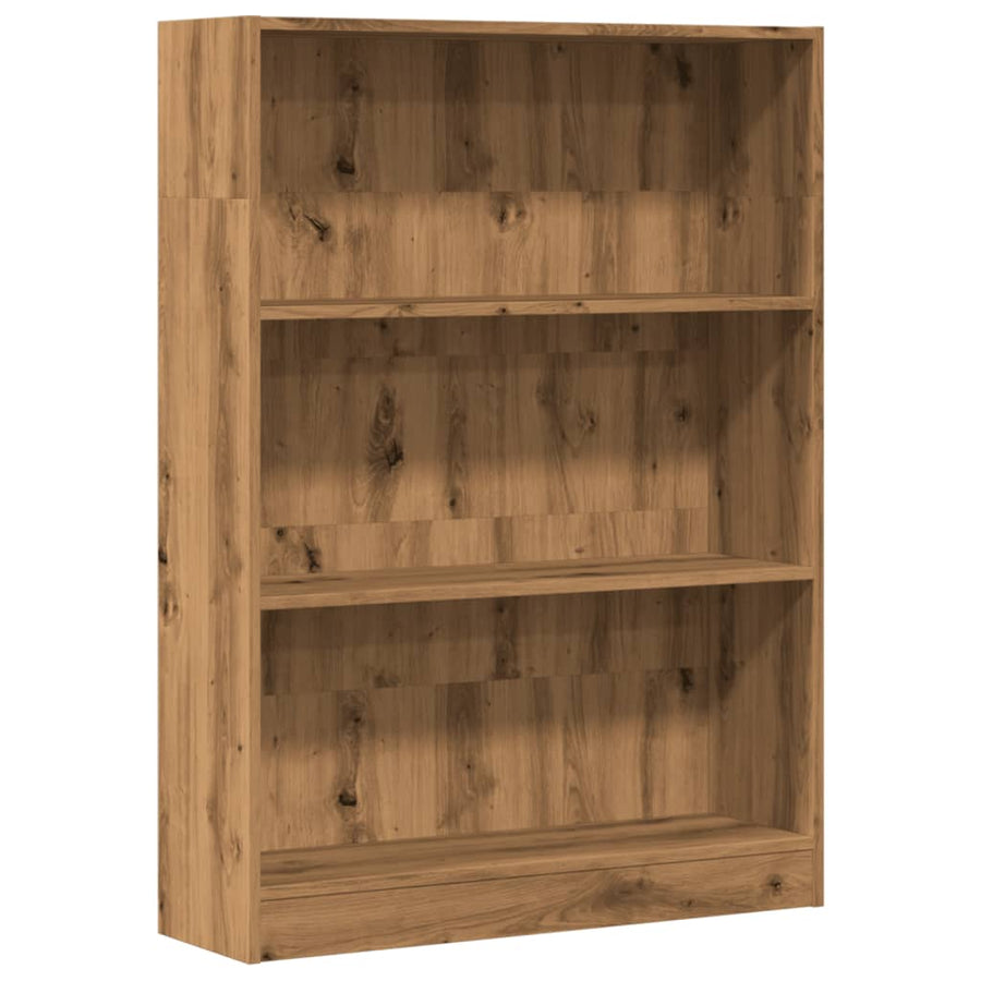 Boekenkast 80x24x109 cm bewerkt hout artisanaal eikenkleurig