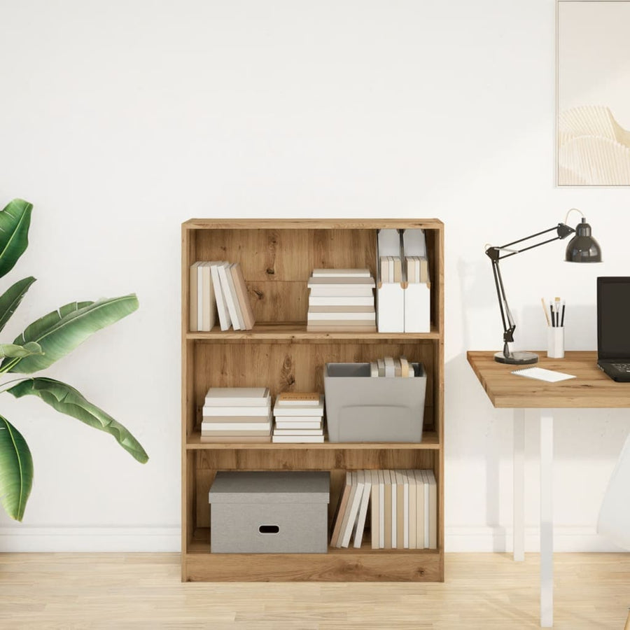 Boekenkast 80x24x109 cm bewerkt hout artisanaal eikenkleurig