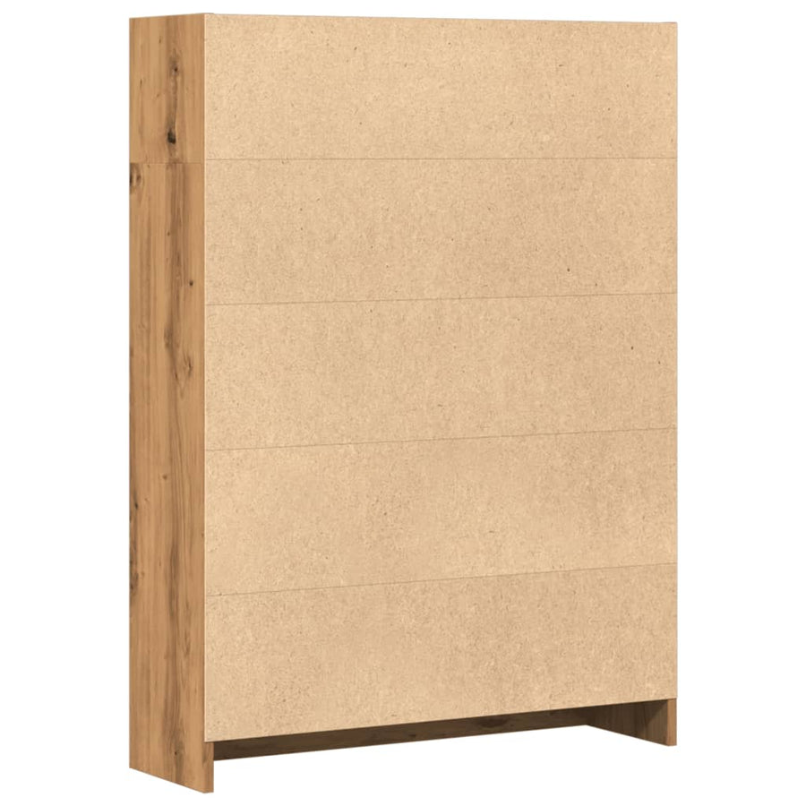 Boekenkast 80x24x109 cm bewerkt hout artisanaal eikenkleurig