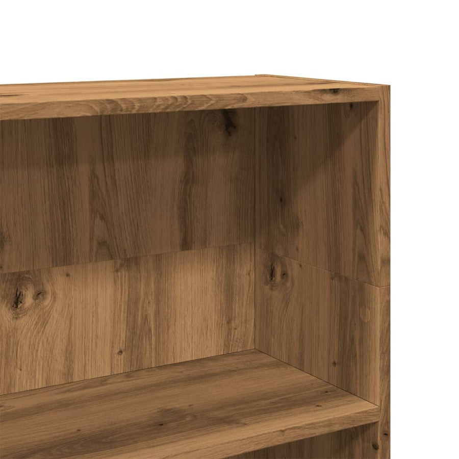 Boekenkast 80x24x109 cm bewerkt hout artisanaal eikenkleurig