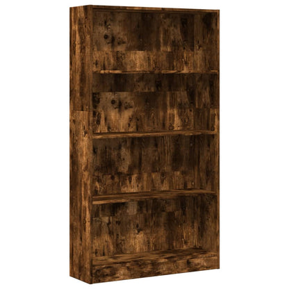 Boekenkast 80x24x143 cm bewerkt hout gerookt eikenkleurig