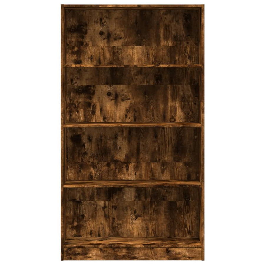 Boekenkast 80x24x143 cm bewerkt hout gerookt eikenkleurig