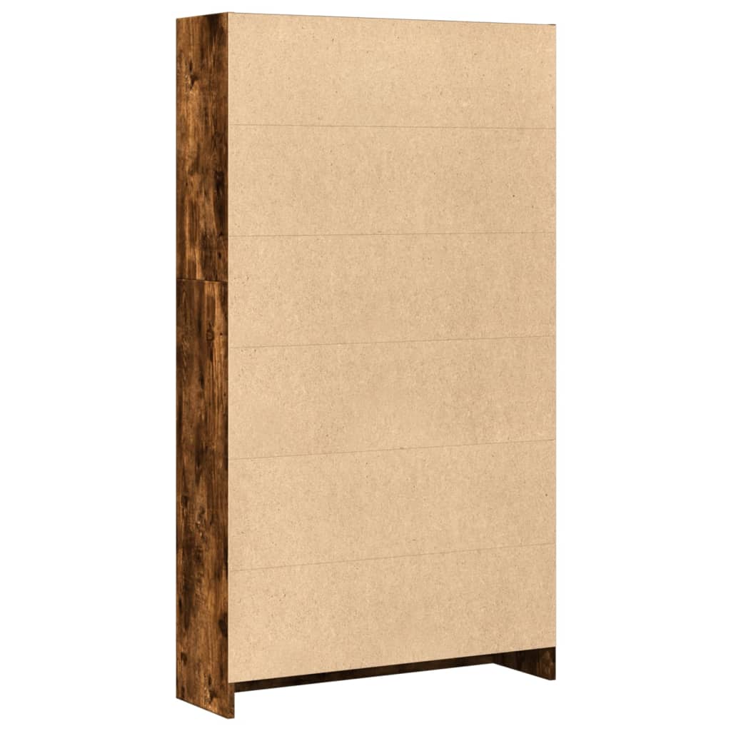 Boekenkast 80x24x143 cm bewerkt hout gerookt eikenkleurig