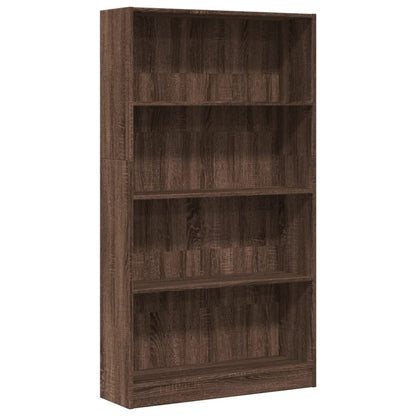 Boekenkast 80x24x143 cm bewerkt hout bruin eikenkleurig