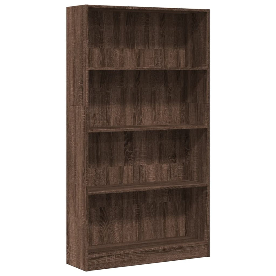 Boekenkast 80x24x143 cm bewerkt hout bruin eikenkleurig