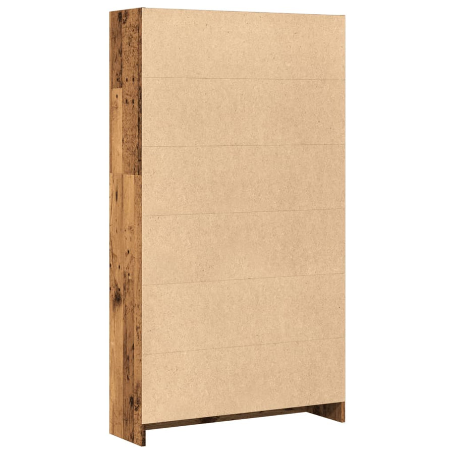 Boekenkast 80x24x143 cm bewerkt hout oud houtkleurig