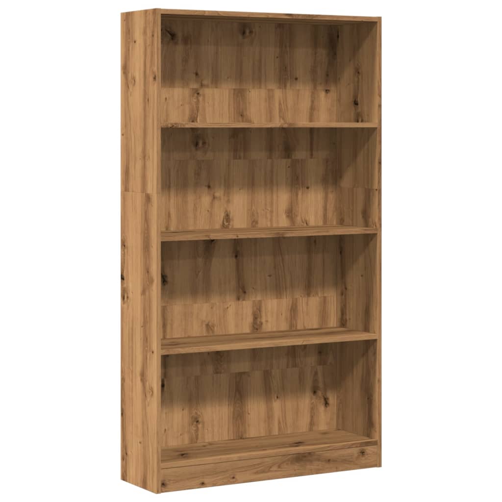 Boekenkast 80x24x143 cm bewerkt hout artisanaal eikenkleurig