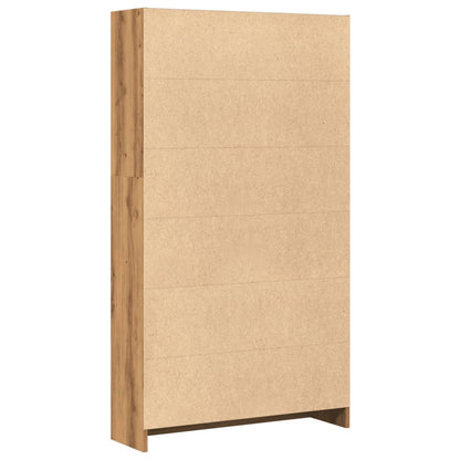 Boekenkast 80x24x143 cm bewerkt hout artisanaal eikenkleurig