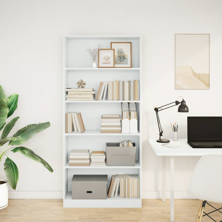 Boekenkast 80x24x176 cm bewerkt hout wit