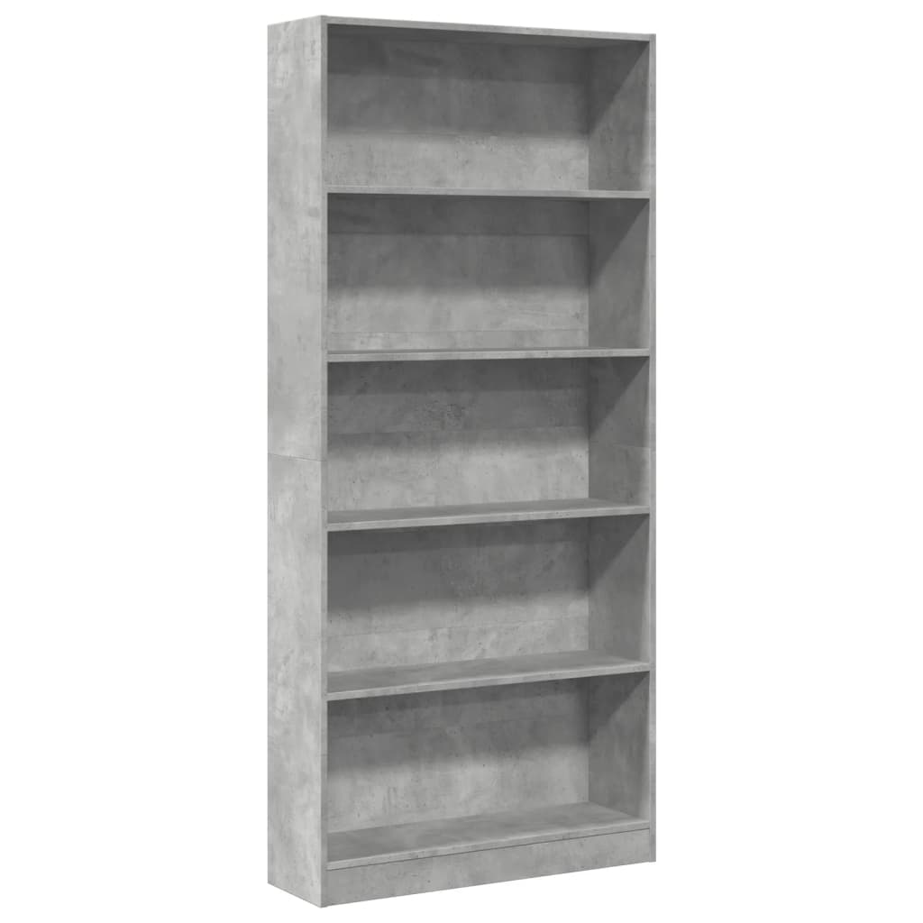Boekenkast 80x24x176 cm bewerkt hout betongrijs