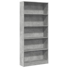 Boekenkast 80x24x176 cm bewerkt hout betongrijs