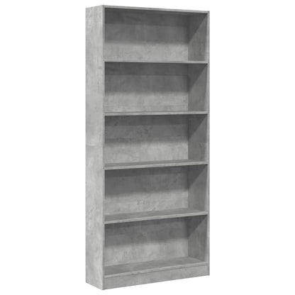 Boekenkast 80x24x176 cm bewerkt hout betongrijs
