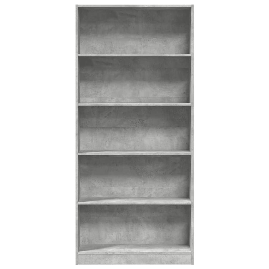 Boekenkast 80x24x176 cm bewerkt hout betongrijs