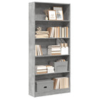 Bookcase 80x24x176 cm engineered wood concrete grey