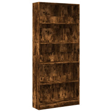 Boekenkast 80x24x176 cm bewerkt hout gerookt eikenkleurig