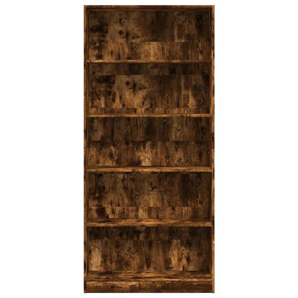 Boekenkast 80x24x176 cm bewerkt hout gerookt eikenkleurig