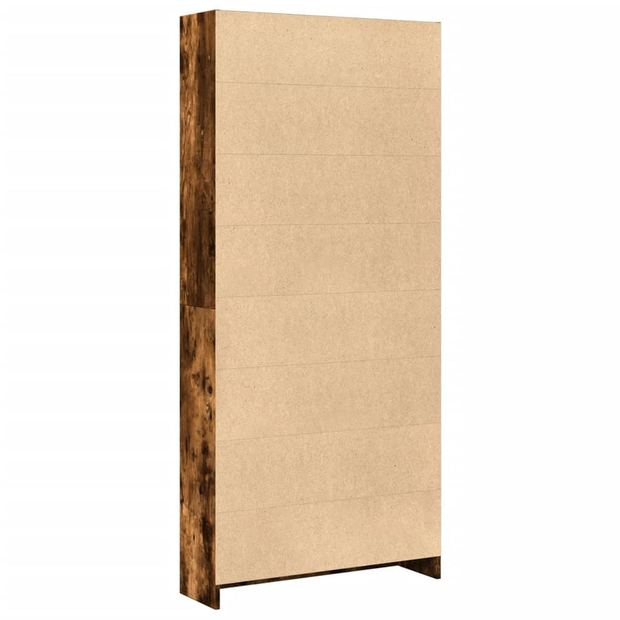 Boekenkast 80x24x176 cm bewerkt hout gerookt eikenkleurig