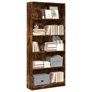 Boekenkast 80x24x176 cm bewerkt hout eikenkleurig