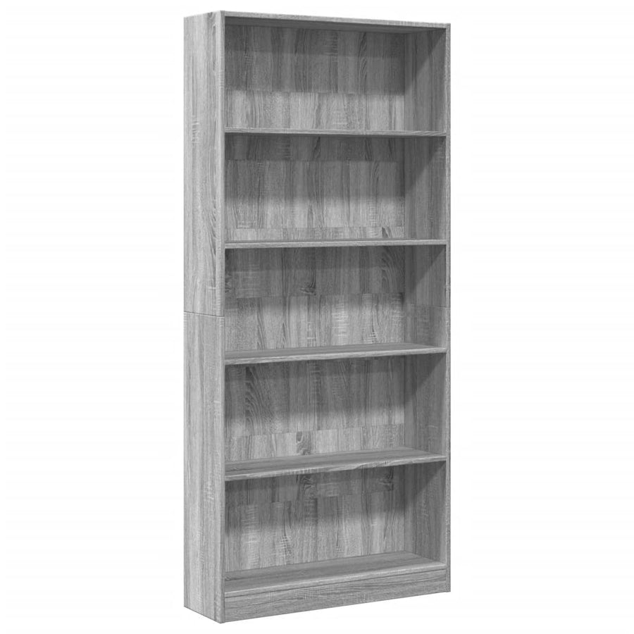 Boekenkast 80x24x176 cm bewerkt hout grijs sonoma eikenkleurig