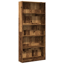 Boekenkast 80x24x176 cm bewerkt hout oud houtkleurig
