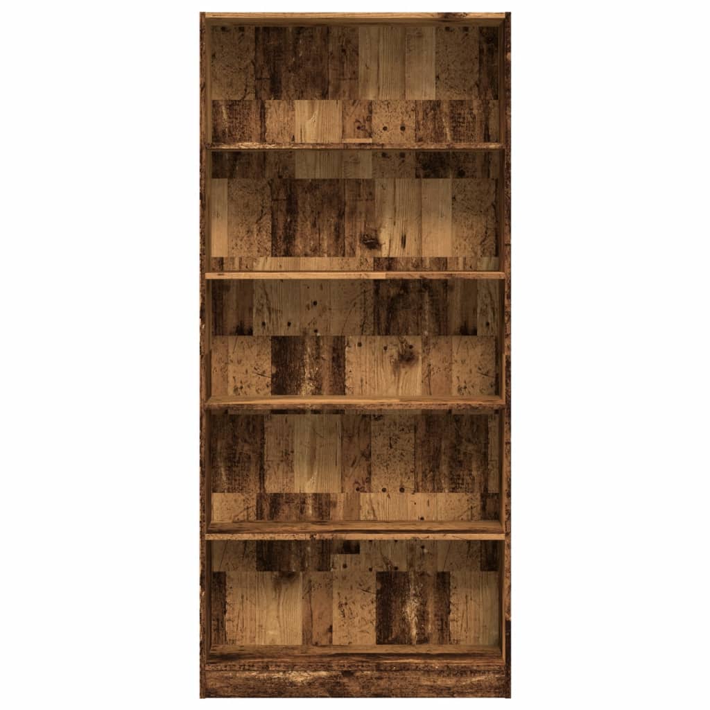 Boekenkast 80x24x176 cm bewerkt hout oud houtkleurig