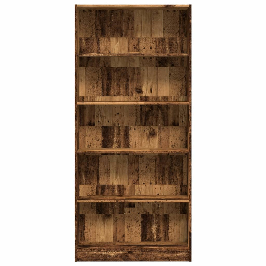 Boekenkast 80x24x176 cm bewerkt hout oud houtkleurig