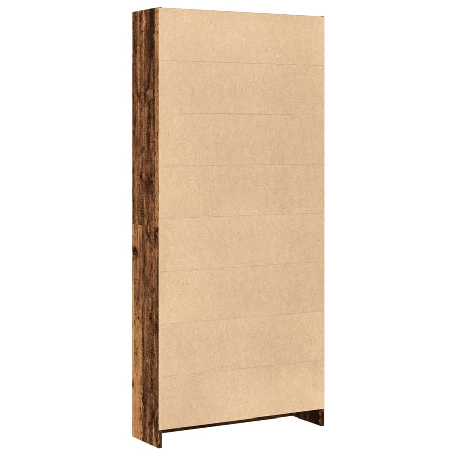 Boekenkast 80x24x176 cm bewerkt hout oud houtkleurig