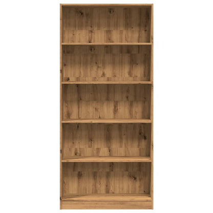 Boekenkast 80x24x176 cm bewerkt hout artisanaal eikenkleurig