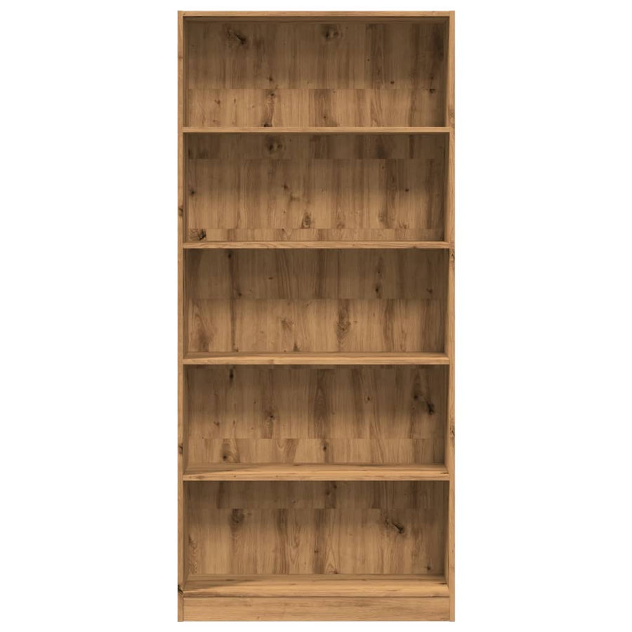 Boekenkast 80x24x176 cm bewerkt hout artisanaal eikenkleurig