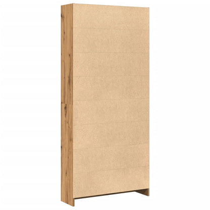 Boekenkast 80x24x176 cm bewerkt hout artisanaal eikenkleurig