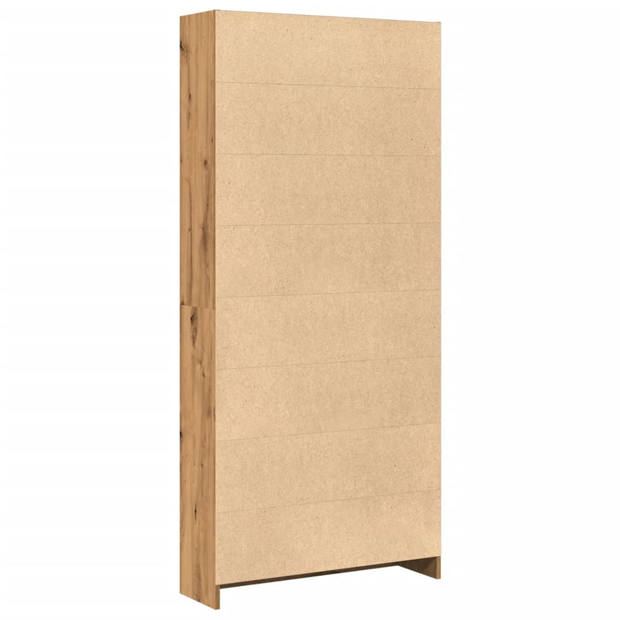 Boekenkast 80x24x176 cm bewerkt hout artisanaal eikenkleurig