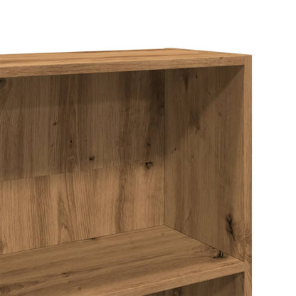 Boekenkast 80x24x176 cm bewerkt hout artisanaal eikenkleurig